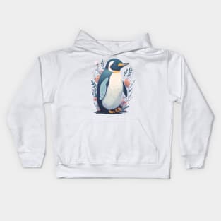 Penguin with Flowers Kids Hoodie